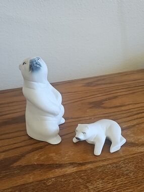 Made in Brazil White Ceramic Polar Bear Figurines - Set of 2 Tote 8